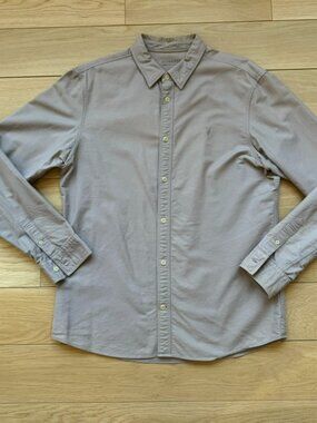 *SOLD* Allsaints Huntingdon LS Button Up Shirt Embroidered Logo Mauve Medium
